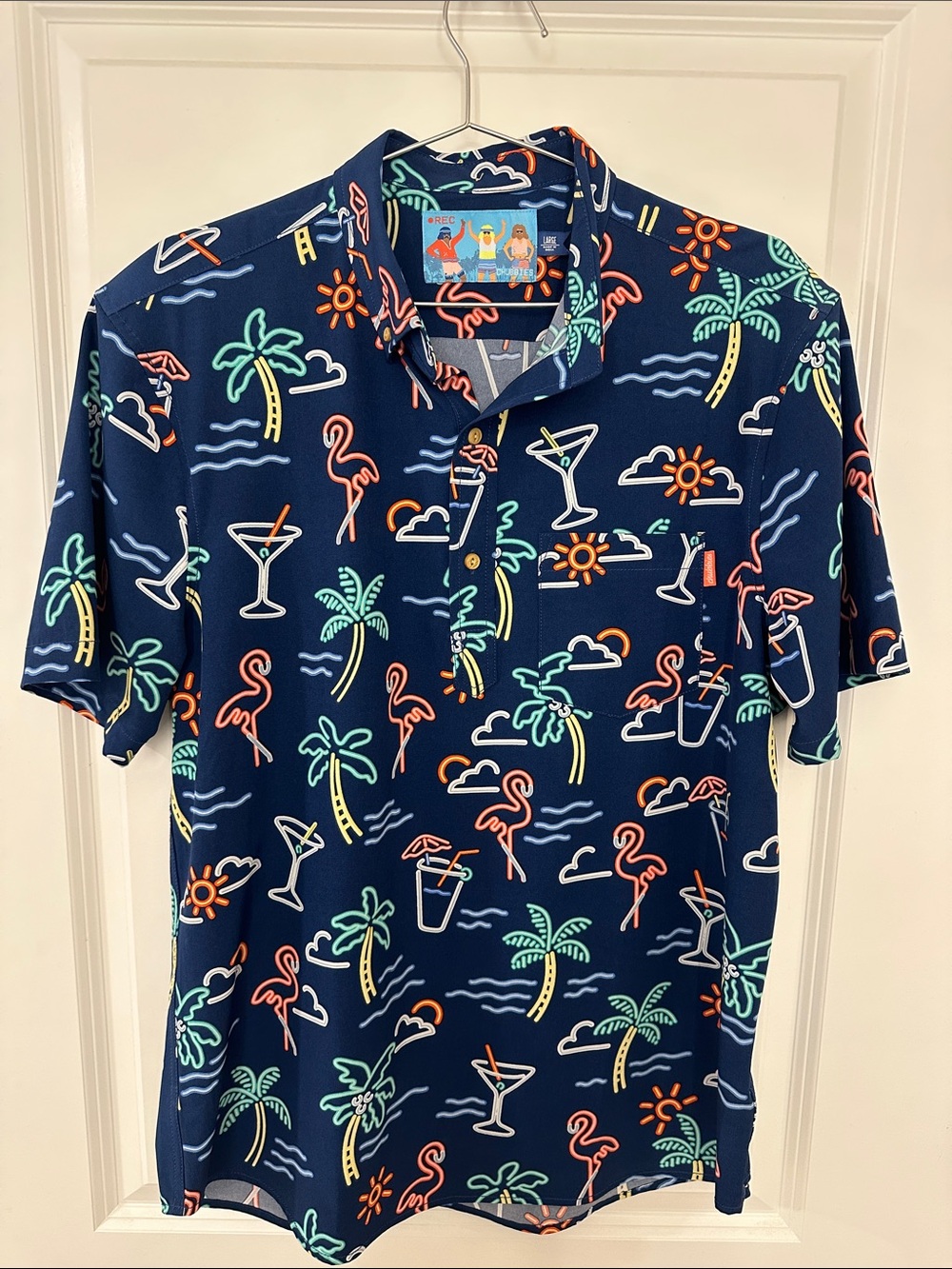 chubbies Navy Tropical Neon Cocktail Print Polo